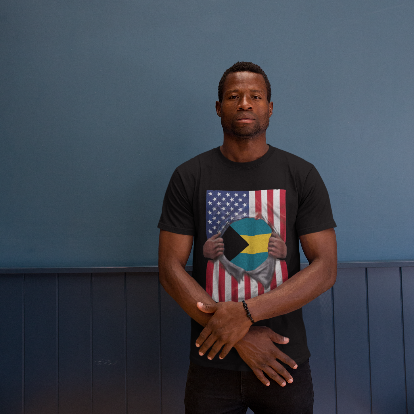 Bahamas + USA Flag T-shirt | Bahamian + American Flag Rip 4th Of July | Funny Latino Tees | 4 Colors - Latinos 4 The World