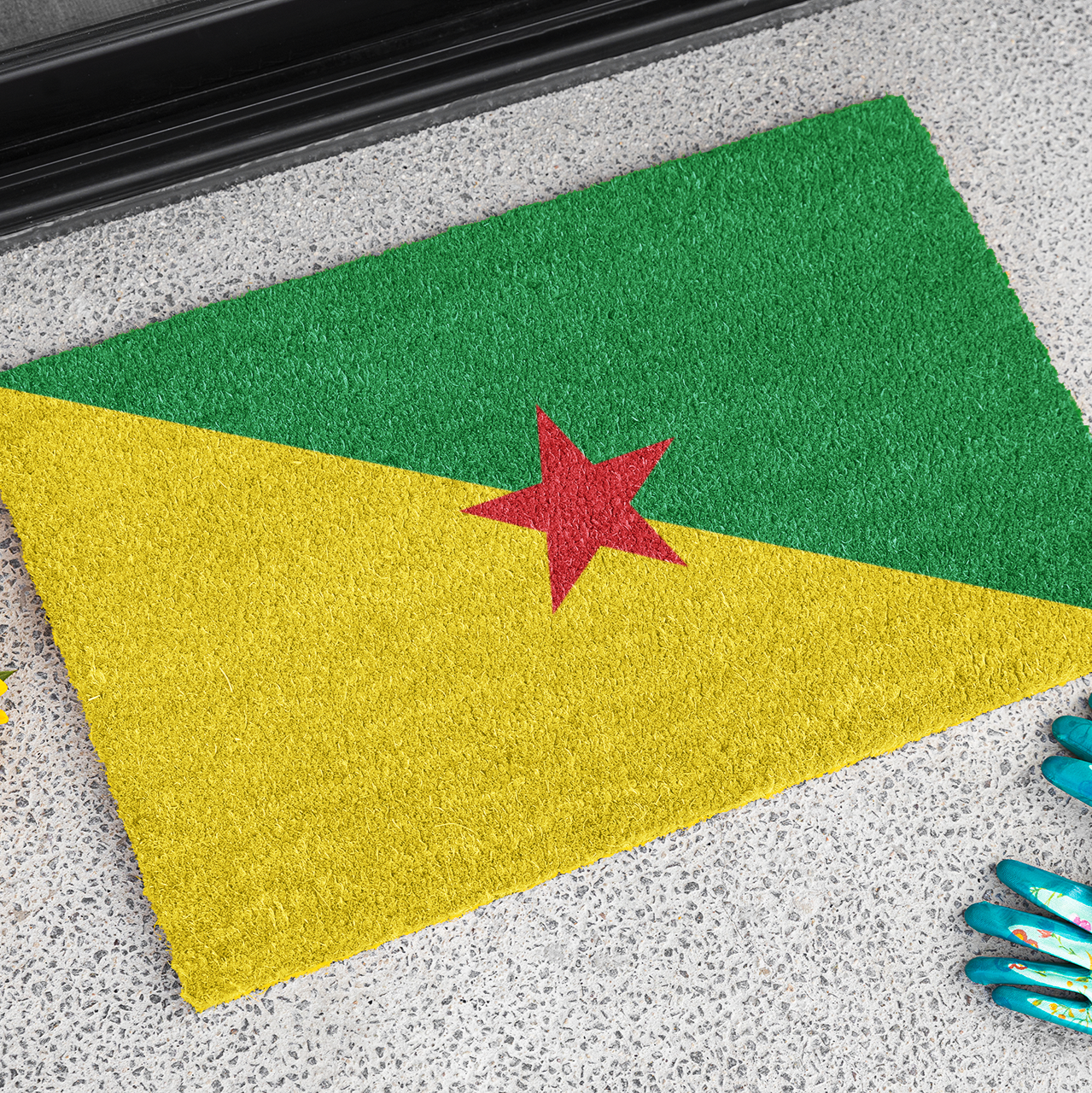 Flag Of French Guiana Outdoor Non-Slip Door Mat | Cayenne | Matoury | Kourou | Gift for French Guianans | 24"x36" - Latinos 4 The World