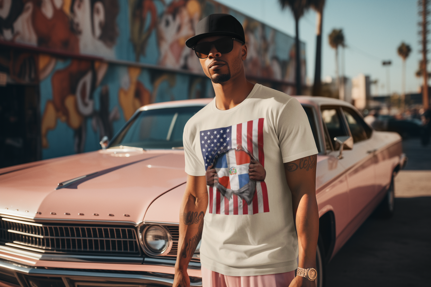 Dominican Republic Flag + USA Flag Pride T-shirt | Dominican + American Pride 4th Of July | Funny Viral Latino Tees | Unisex - 4 Colors - Latinos 4 The World