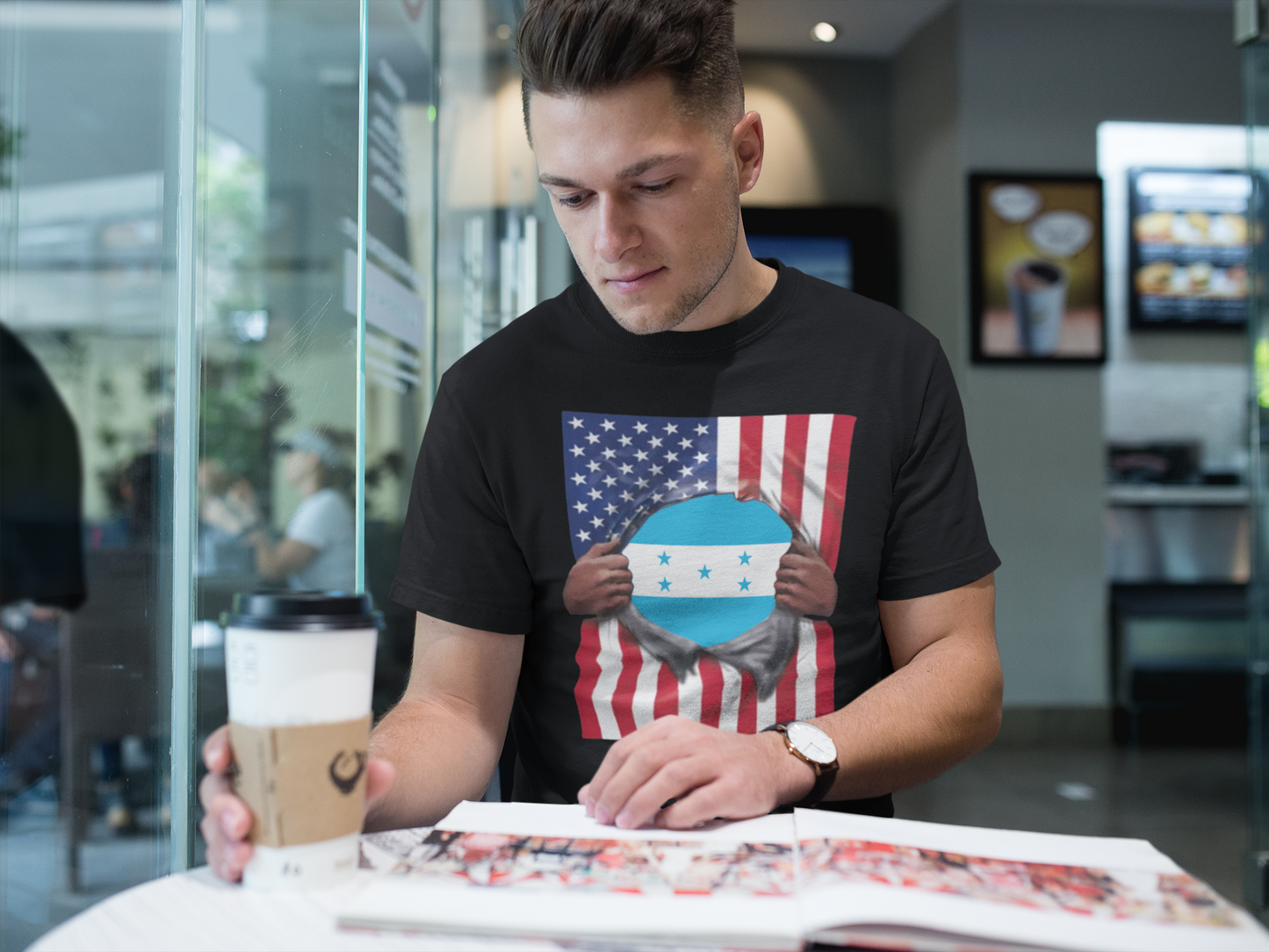 Honduras Flag + USA Flag Pride T-shirt | Honduran + American Flag Rip 4th Of July | Funny Viral Latino Tees | Unisex - 4 Colors - Latinos 4 The World
