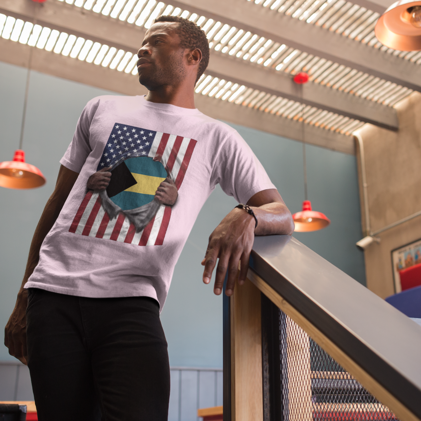 Bahamas + USA Flag T-shirt | Bahamian + American Flag Rip 4th Of July | Funny Latino Tees | 4 Colors - Latinos 4 The World