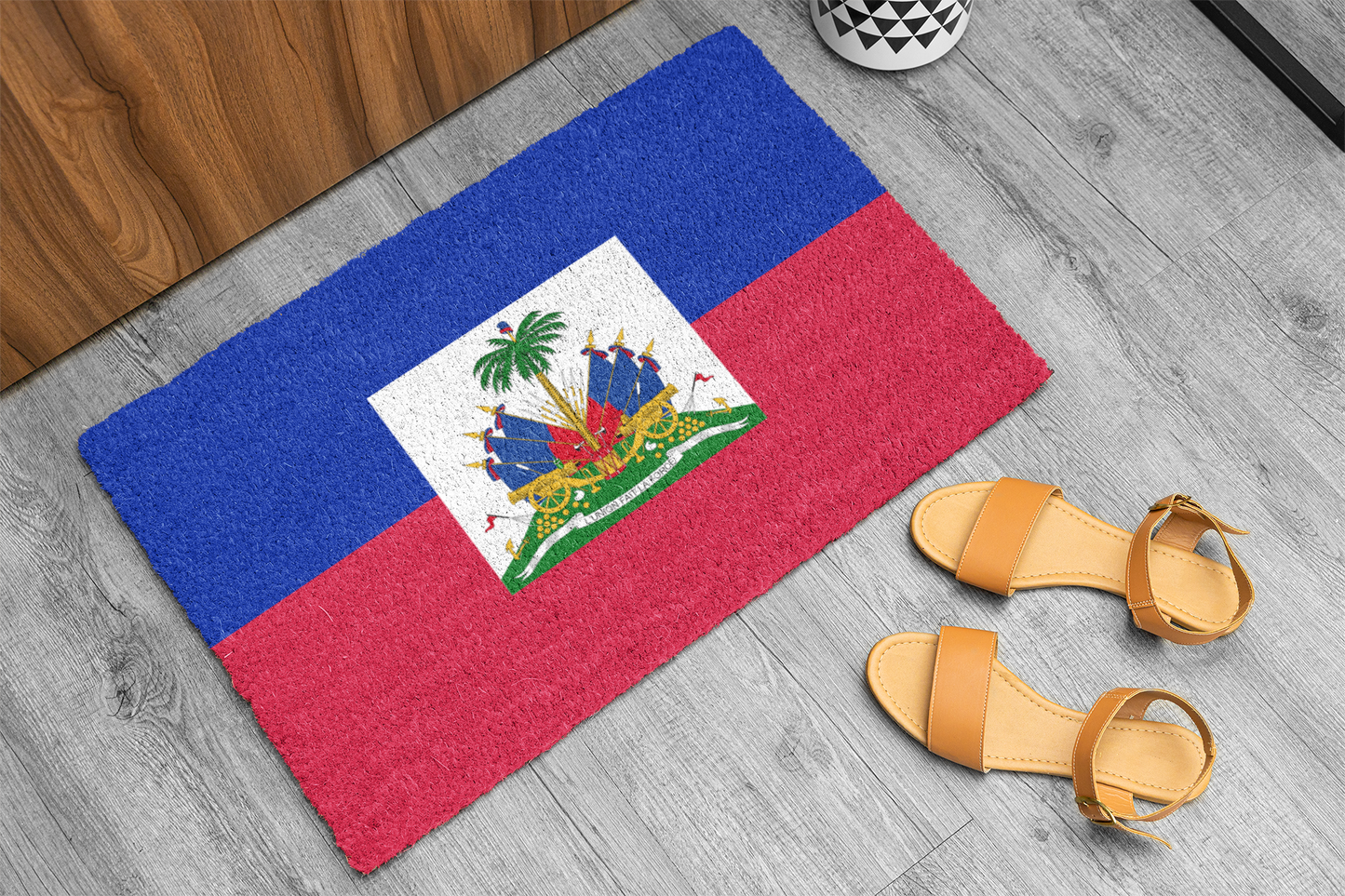 Flag Of Haiti Outdoor Non-Slip Door Mat | Port-Au-Prince | Carrefour | Delmas 73 | 24"x36" - Latinos 4 The World