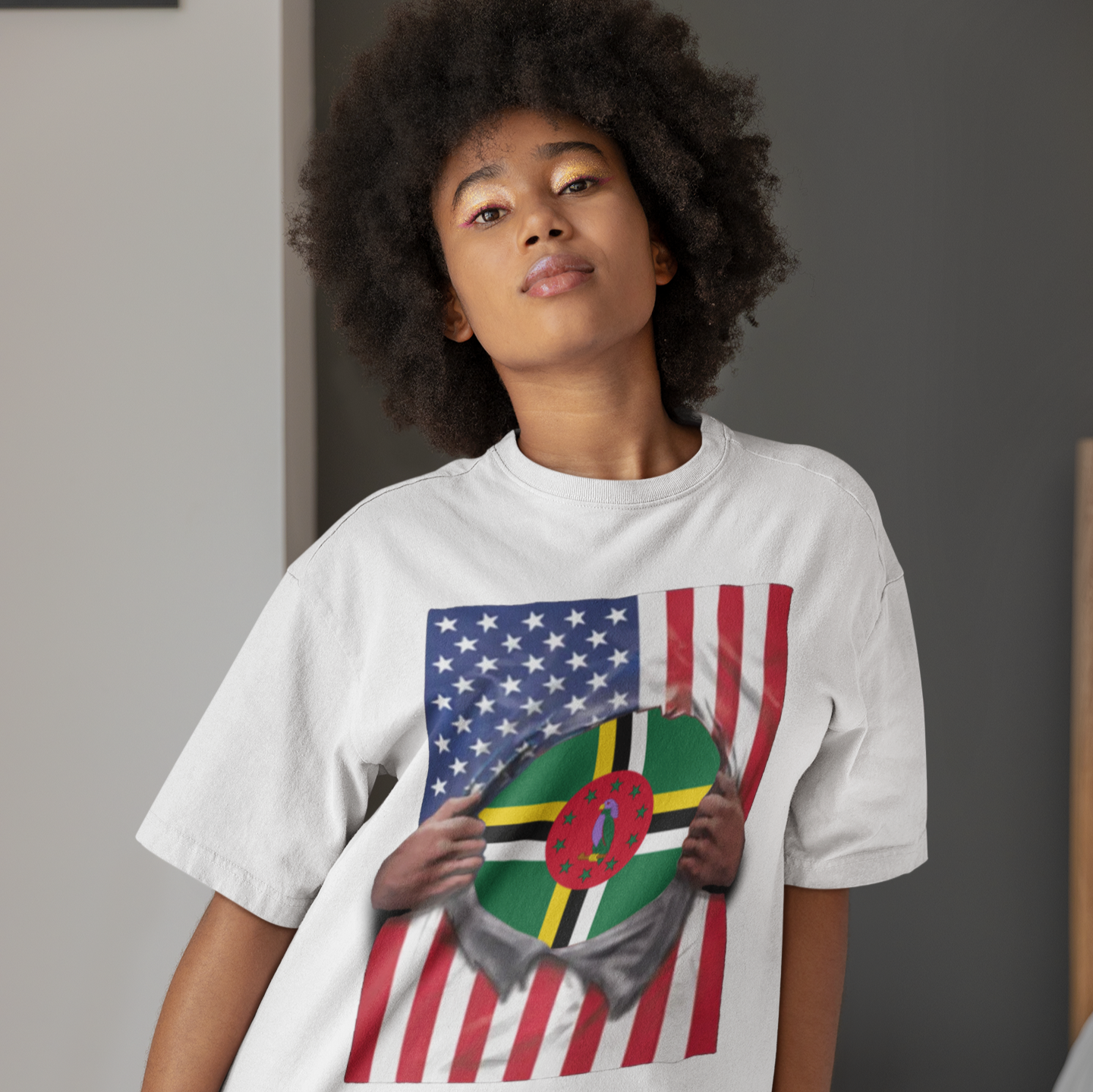 Dominica + USA Flag T-shirt | Dominican + American Flag Rip 4th Of July | Funny Latino Tees | 4 Colors - Latinos 4 The World