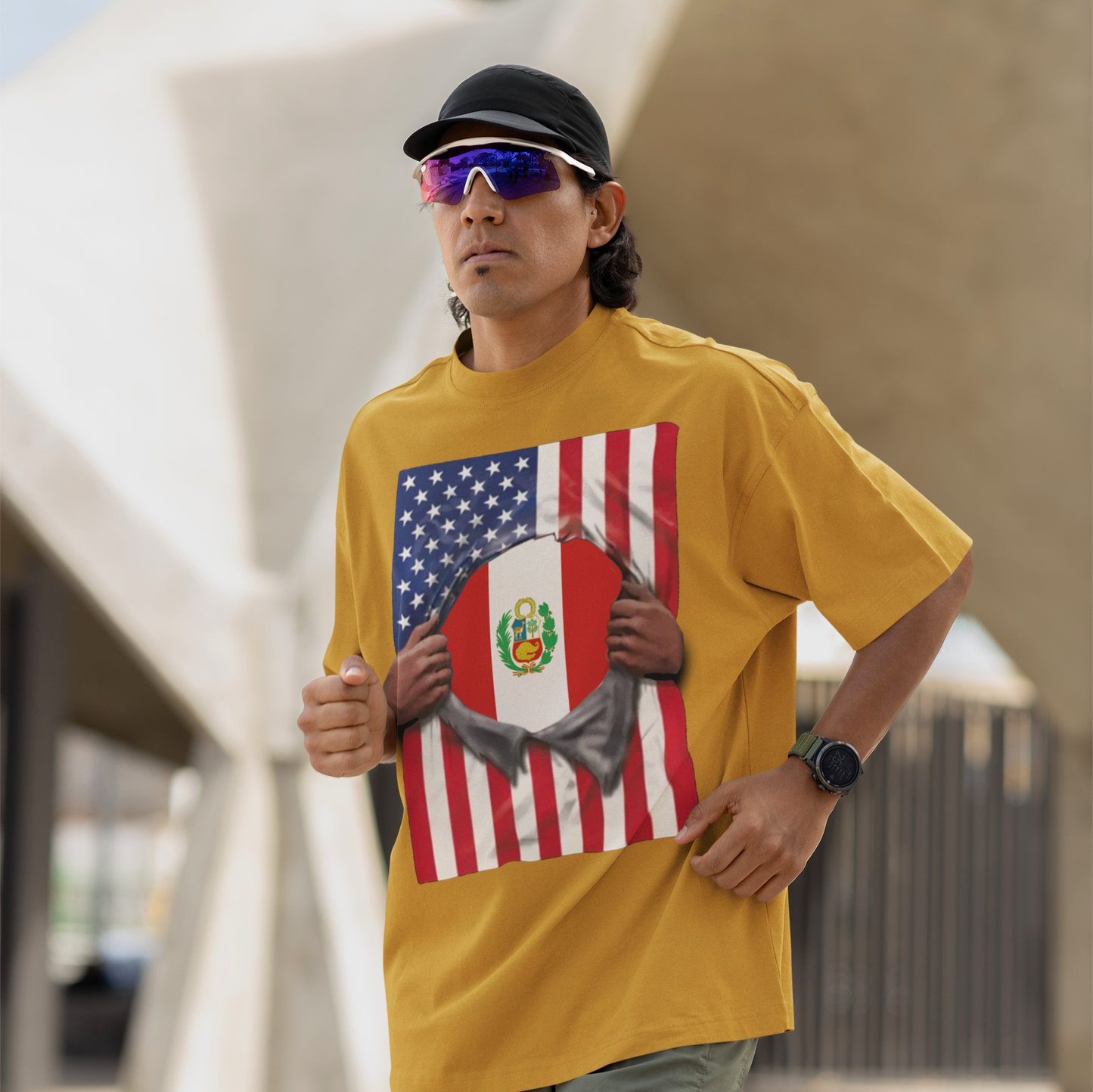 Peru Flag + USA Flag Pride T-shirt | Peruvian + American Flag Rip 4th Of July | Funny Viral Latino Tees | Unisex - 4 Colors - Latinos 4 The World
