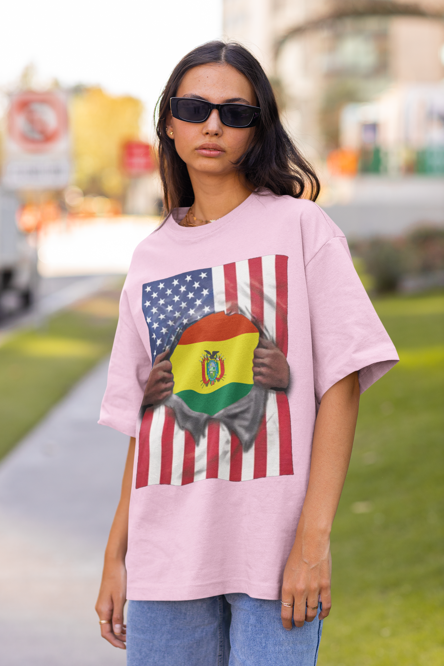 Bolivia Flag + USA Flag Pride T-shirt | Bolivian + American Flag Rip 4th Of July | Funny Viral Latino Tees | Unisex - 4 Colors - Latinos 4 The World