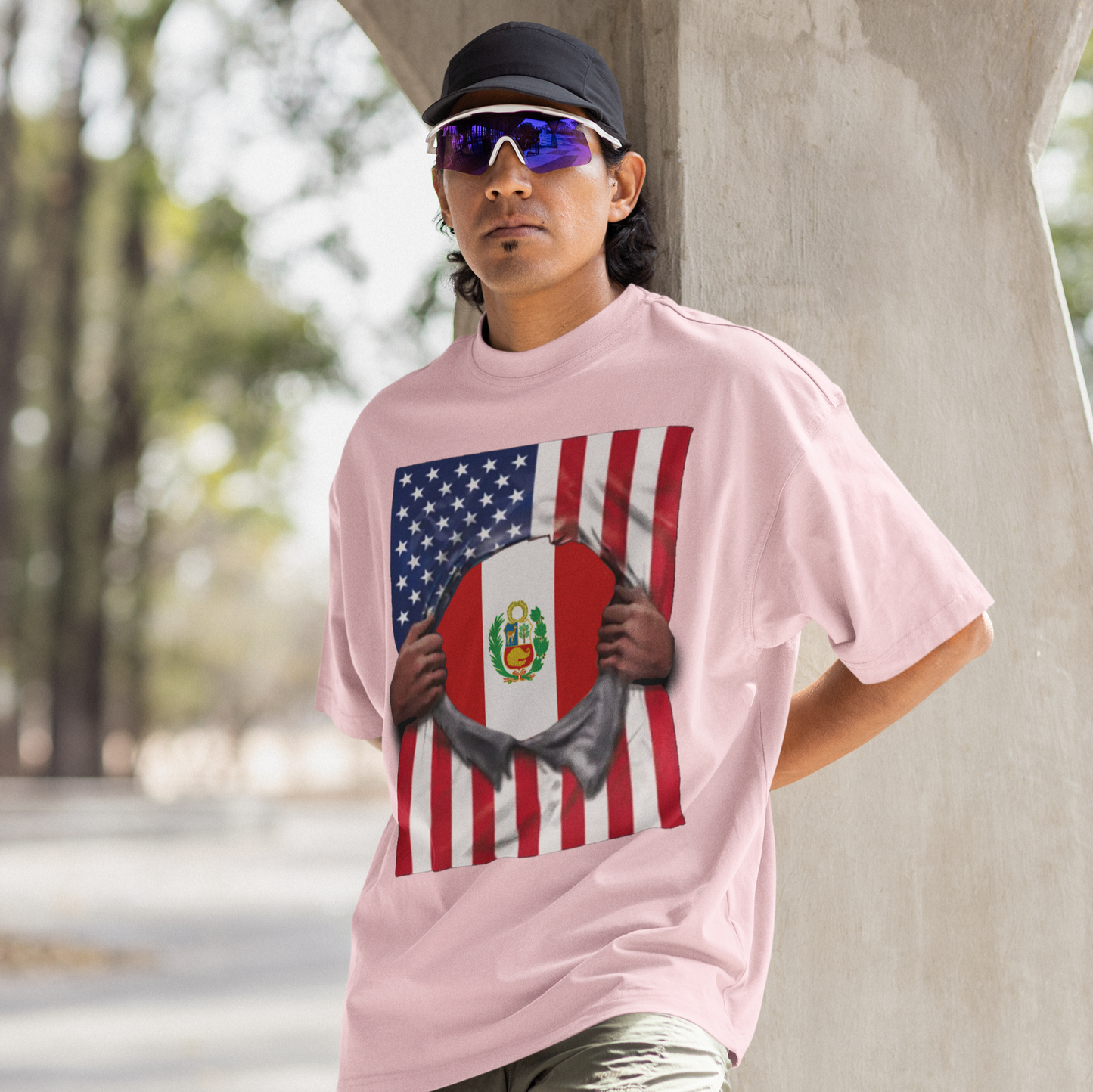Peru Flag + USA Flag Pride T-shirt | Peruvian + American Flag Rip 4th Of July | Funny Viral Latino Tees | Unisex - 4 Colors - Latinos 4 The World
