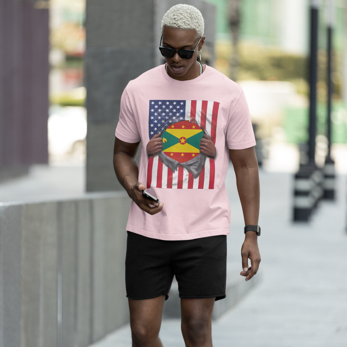 Grenada + USA Flag T-shirt | Grenadian + American Flag Rip 4th Of July | Funny Latino Tees | 4 Colors - Latinos 4 The World