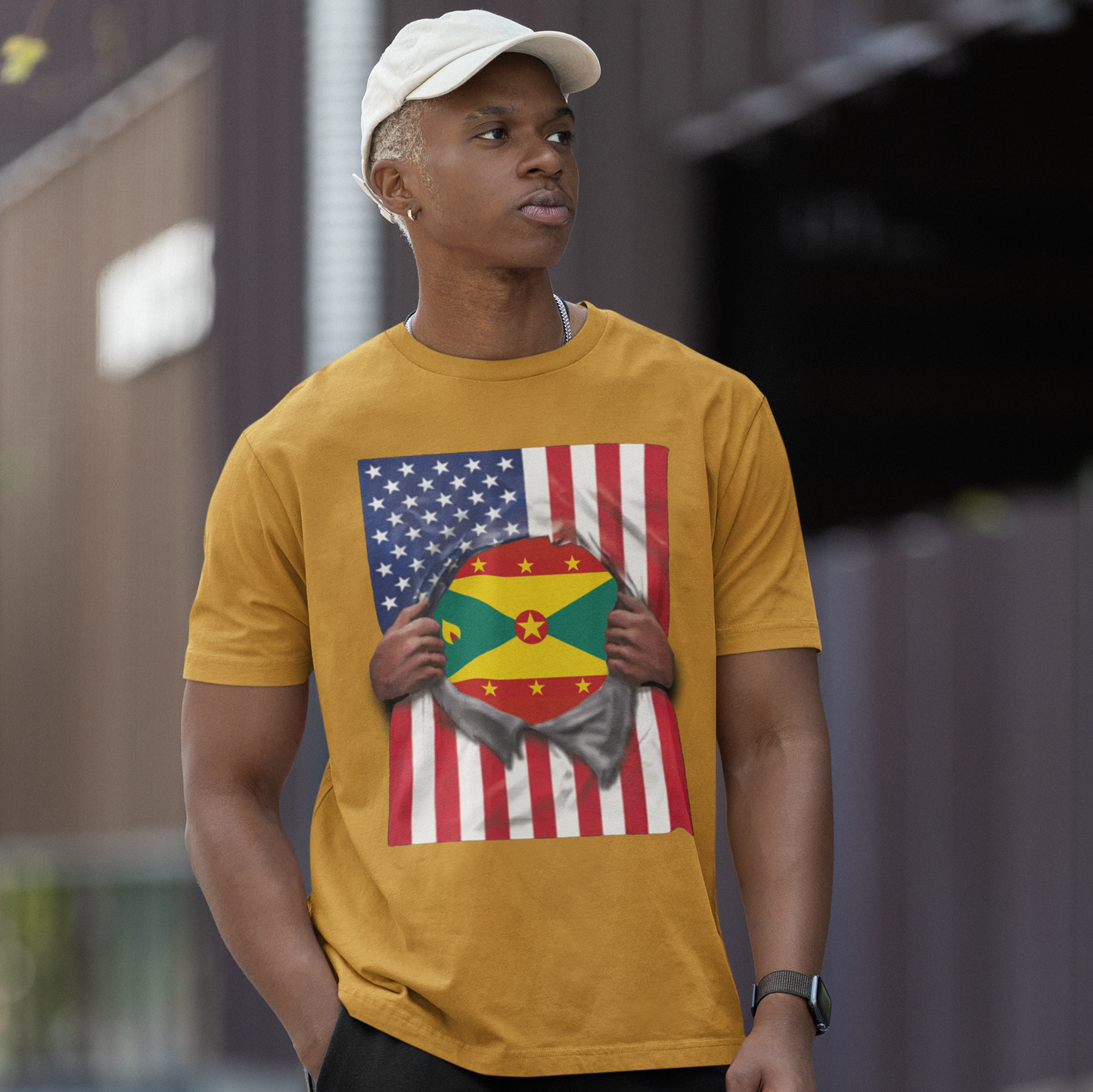 Grenada + USA Flag T-shirt | Grenadian + American Flag Rip 4th Of July | Funny Latino Tees | 4 Colors - Latinos 4 The World