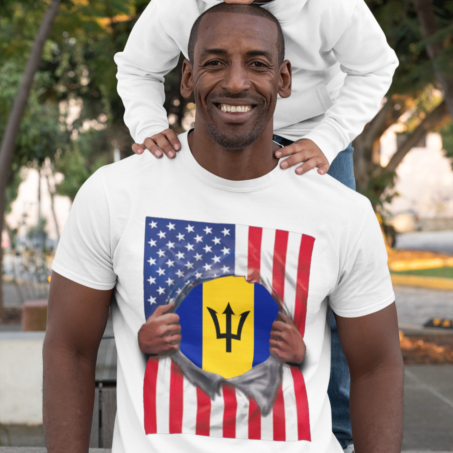 Barbados + USA Flag T-shirt | Barbadian + American Flag Rip 4th Of July | Funny Latino Tees | 4 Colors - Latinos 4 The World