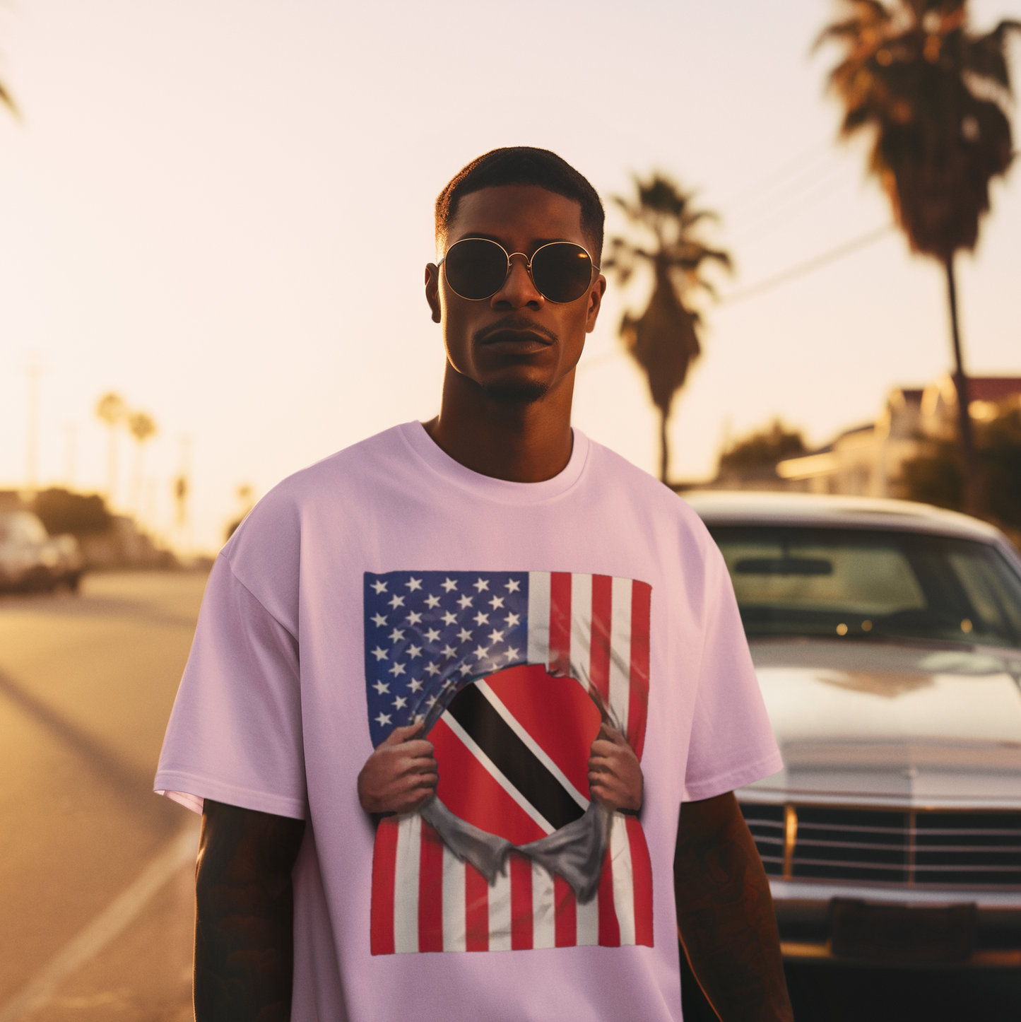 Trinidad and Tobago Flag + USA Flag Pride T-shirt | Trinidadian + American Flag Rip 4th Of July | Funny Viral Latino Tees | Unisex - 4 Colors - Latinos 4 The World