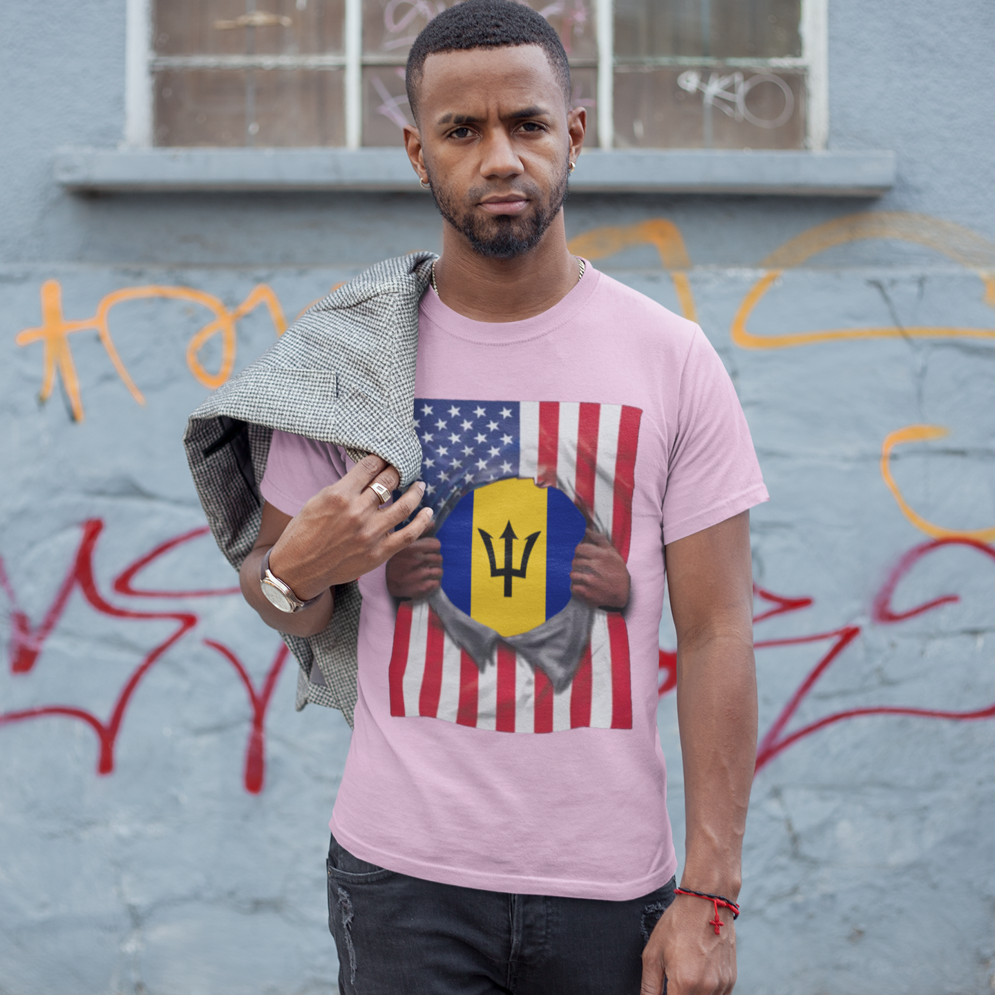 Barbados + USA Flag T-shirt | Barbadian + American Flag Rip 4th Of July | Funny Latino Tees | 4 Colors - Latinos 4 The World