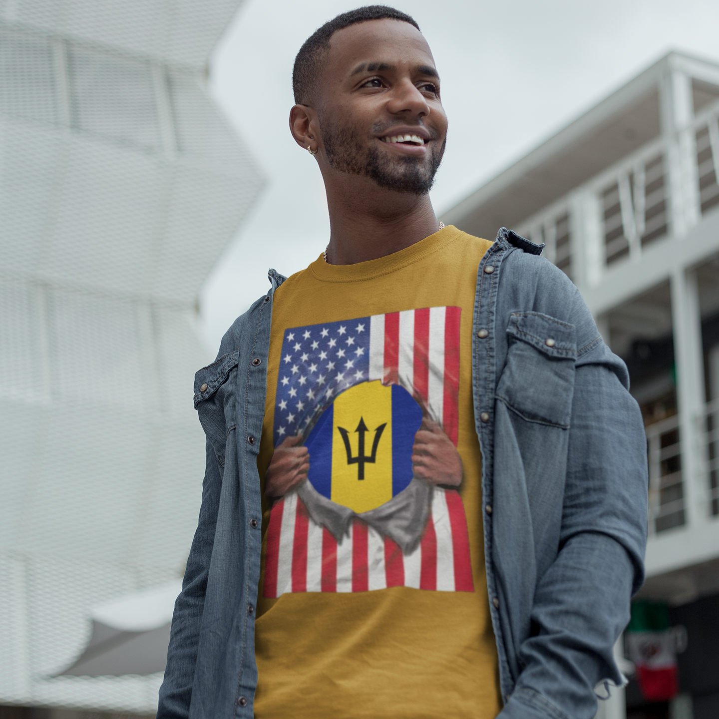 Barbados + USA Flag T-shirt | Barbadian + American Flag Rip 4th Of July | Funny Latino Tees | 4 Colors - Latinos 4 The World