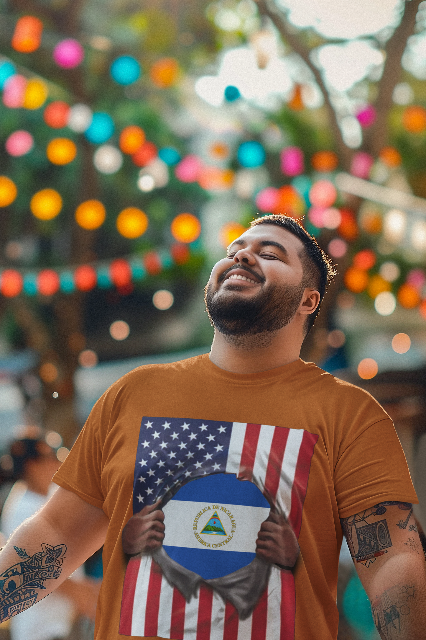 Nicaragua Flag + USA Flag Pride T-shirt | Nicaraguan + American Flag Rip 4th Of July | Funny Viral Latino Tees | Unisex - 4 Colors - Latinos 4 The World