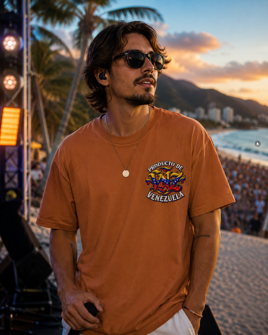 Producto De Venezuela Heritage T-shirt | Old English Style, VE VNZ Venezuelan Culture | Heavyweight Cotton