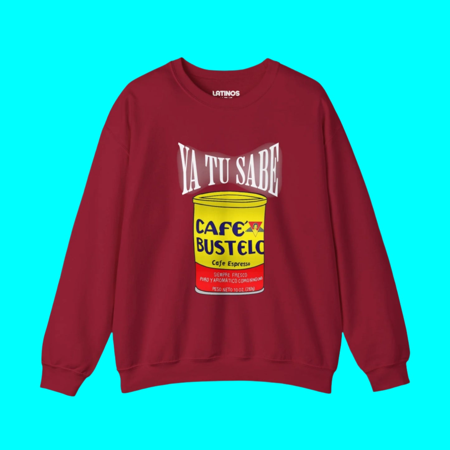 Ya Tu Sabe Cafecito Cafe Bustelo Animated Fleece-Lined Crewneck Sweater | Latino Pride Funny Viral Tees | 3 Colors