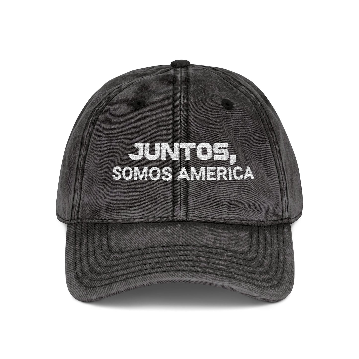Juntos, Somos America Vintage Distressed 100% cotton twill Embroidered Dad Hat Cap | North, South, Central Unity | Adjustable Strap