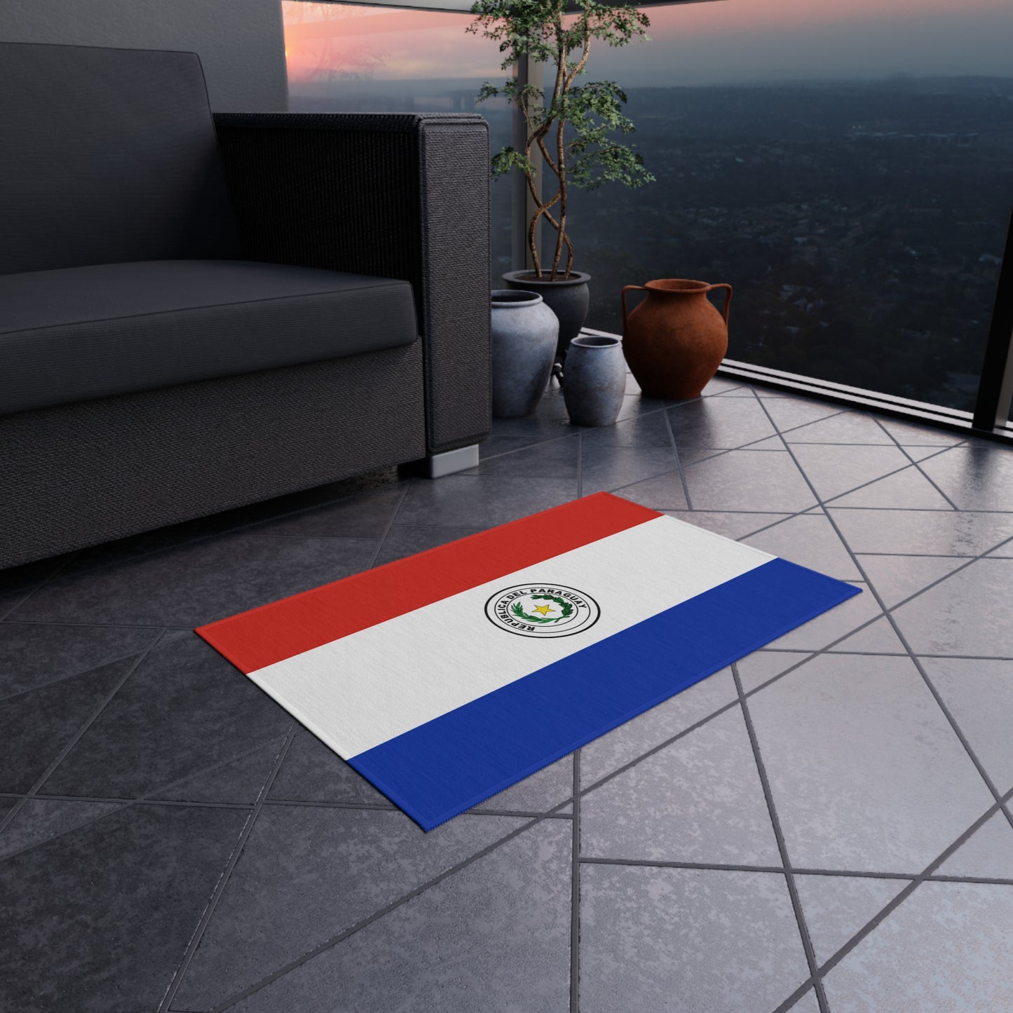 Flag Of Paraguay Outdoor Non-Slip Door Mat | Asuncion | Ciudad Del Este | San Lorenzo | Gift for Paraguayans | 24"x36"