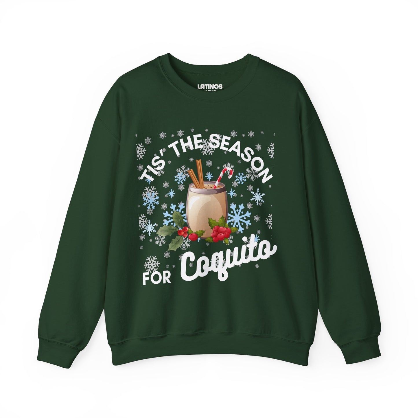 Tis The Season For Coquito Navidad Boricua Christmas Crewneck Sweater | 3 Colors