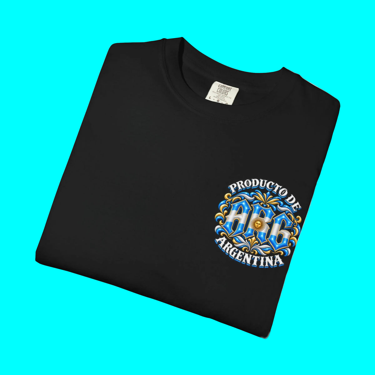 Producto De Argentina Heritage T-shirt | Old English Style, ARG Argentino Culture | Heavyweight Cotton
