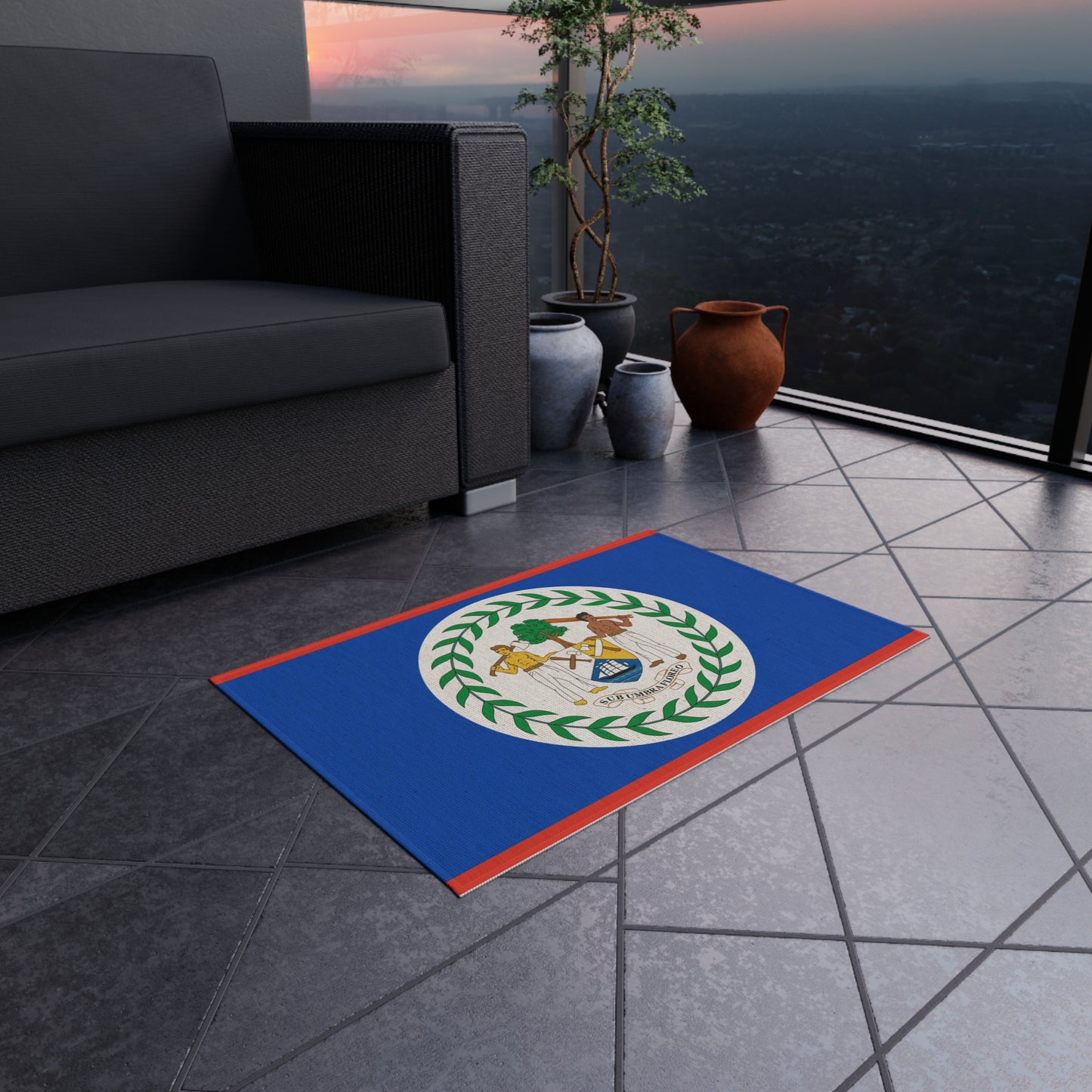 Flag Of Belize Outdoor Non-Slip Door Mat | San Ignacio | Orange Walk | Belmopan | 24"x36"