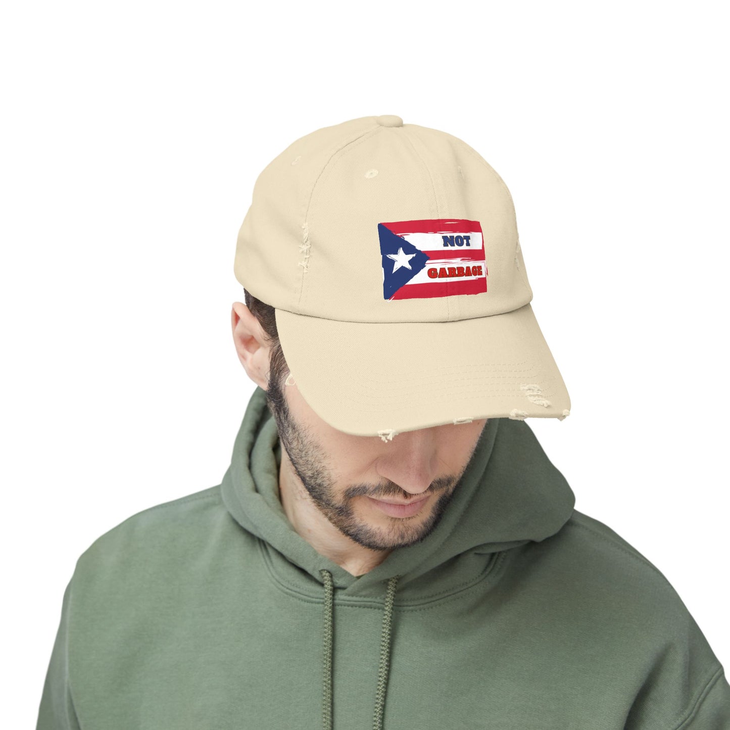 Puerto Rico is Not Garbage Distressed Dad Hat Cap | Puerto Rican Flag Pride | Viral Latino | Unisex - 3 Colors