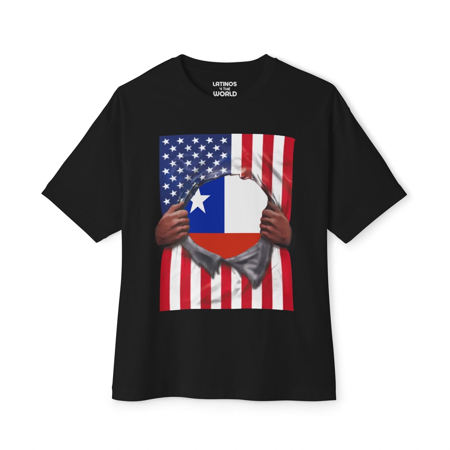 Chile Flag + USA Flag Pride T-shirt | Chilean + American Flag Rip 4th Of July | Funny Viral Latino Tees | Unisex - 4 Colors