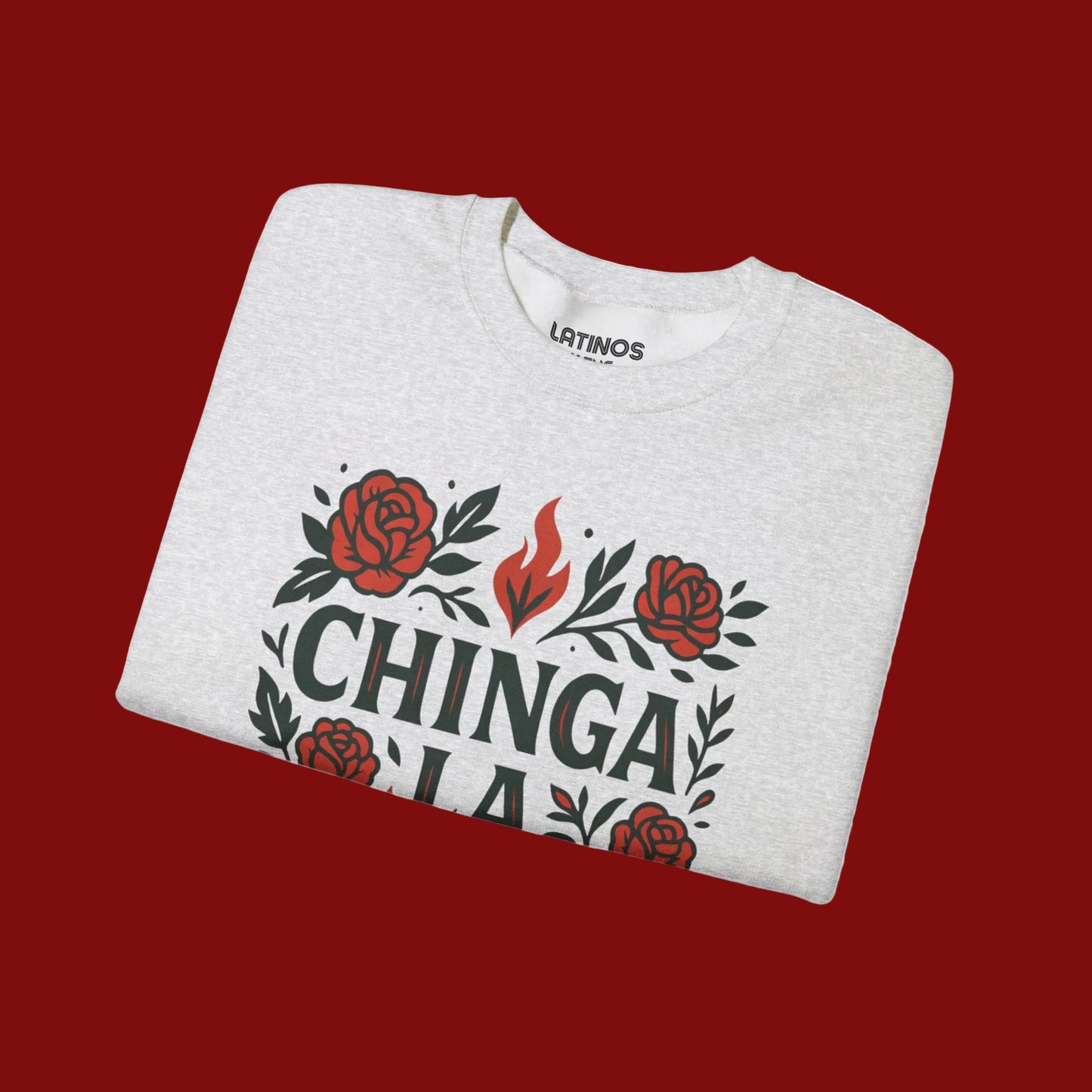La Resistencia Double Sided Comfy Fleece-Lined Crewneck Sweatshirt | Chinga La Migra Protest Immigration Abolish Ice Justice | Latino Pride