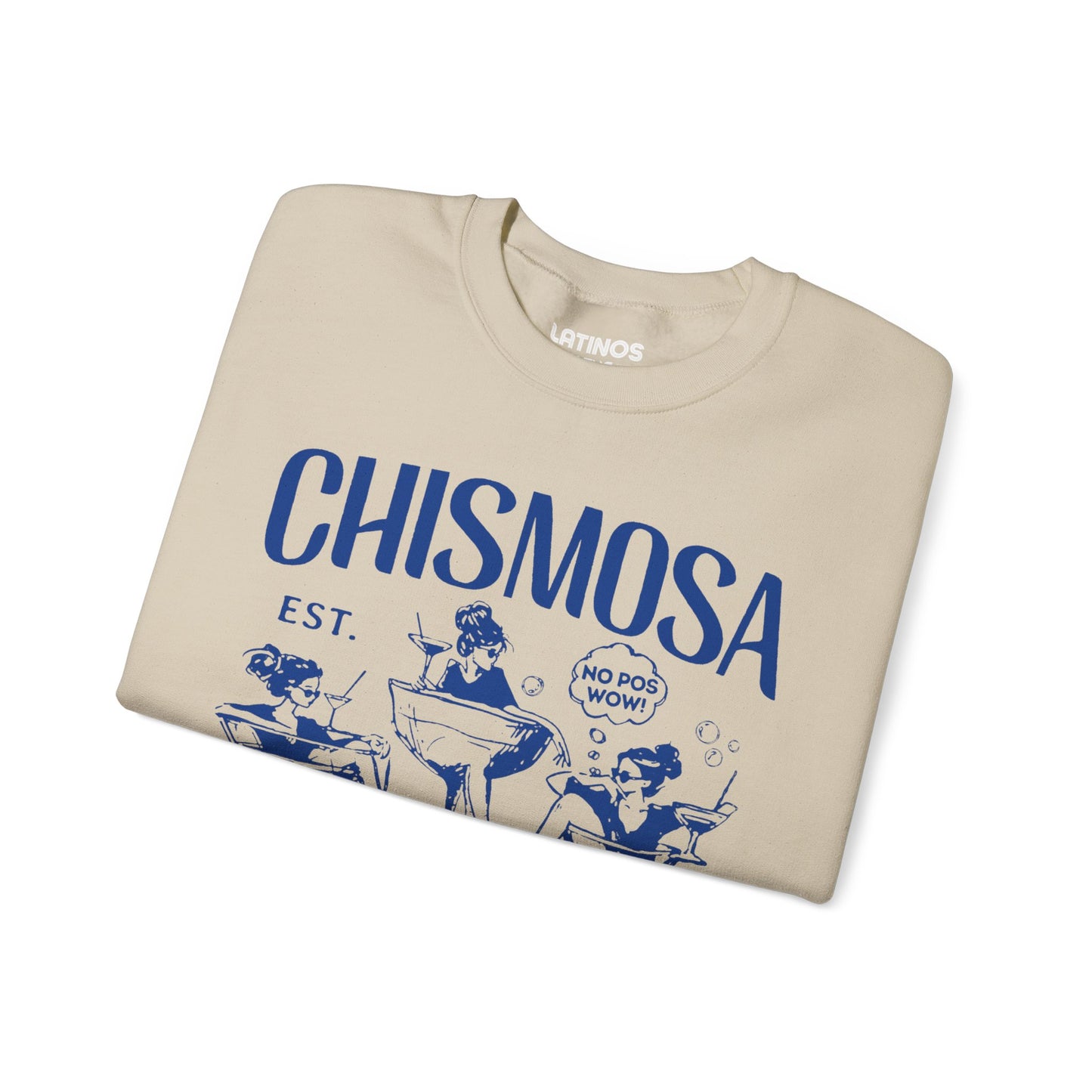 Chismosa Social Club Crewneck Sweatshirt | No Pos Wow! By Invitation Only! Funny Latino Fleece-Lined Crewneck | 3 Colors Available