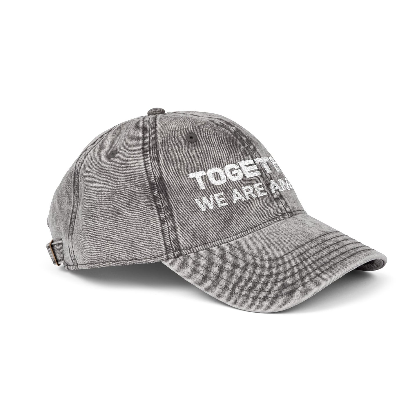 Together, We Are America Vintage Distressed 100% cotton twill Embroidered Dad Hat Cap | North, South, Central Unity | Adjustable Strap