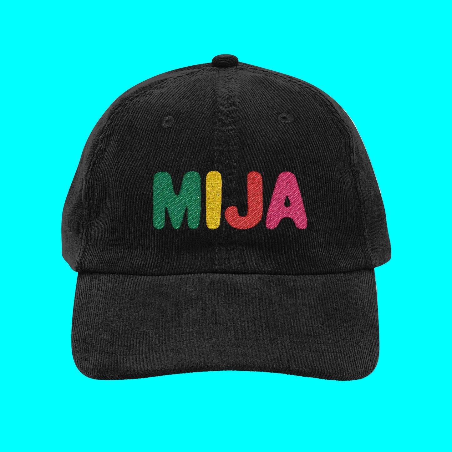 MIJA 100% Corduroy Embroidered Dad Hat Cap | Colorful Chenille Letters | Adjustable Strap | Latinas