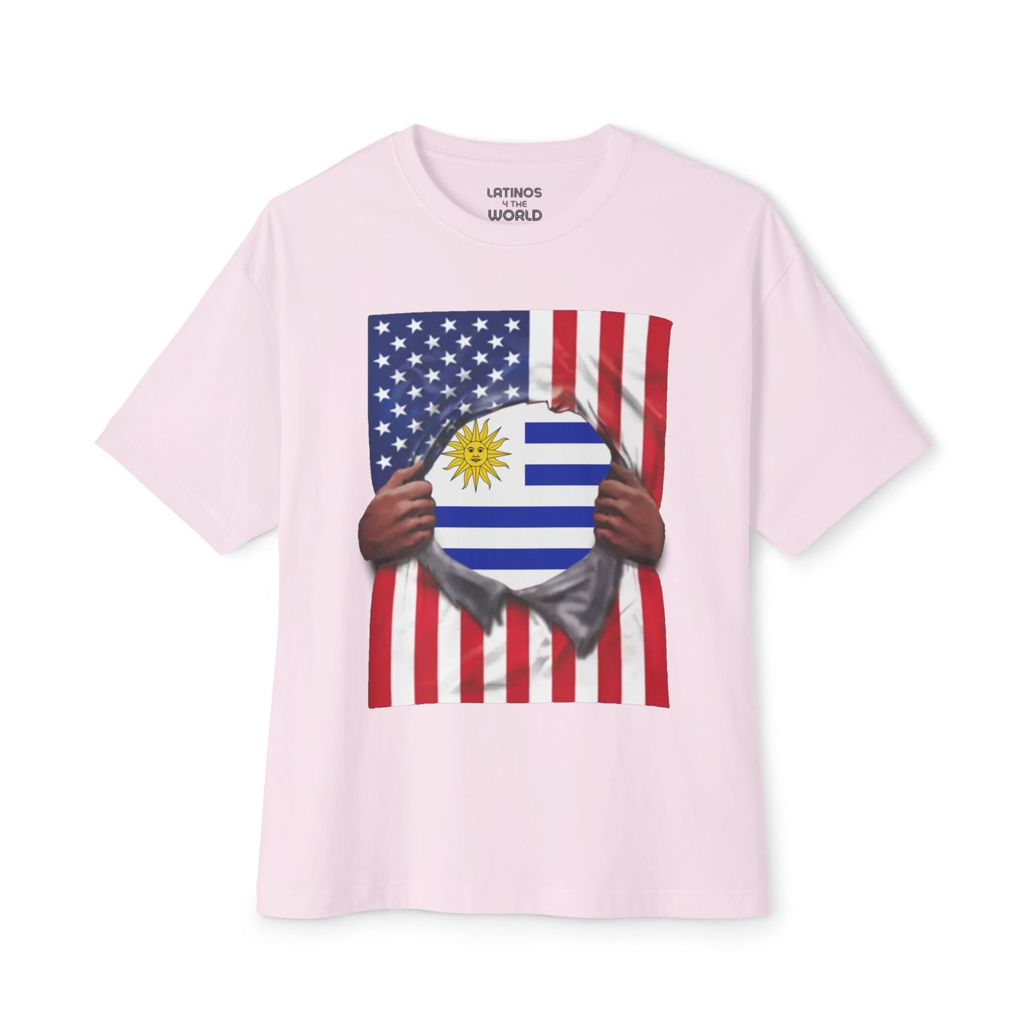 Uruguay Flag + USA Flag Pride T-shirt | Uruguayan + American Flag Rip 4th Of July | Funny Viral Latino Tees | Unisex - 4 Colors