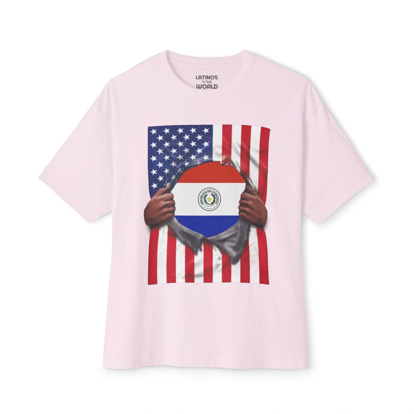 Paraguay Flag + USA Flag Pride T-shirt | Paraguayan + American Flag Rip 4th Of July | Funny Viral Latino Tees | Unisex - 4 Colors