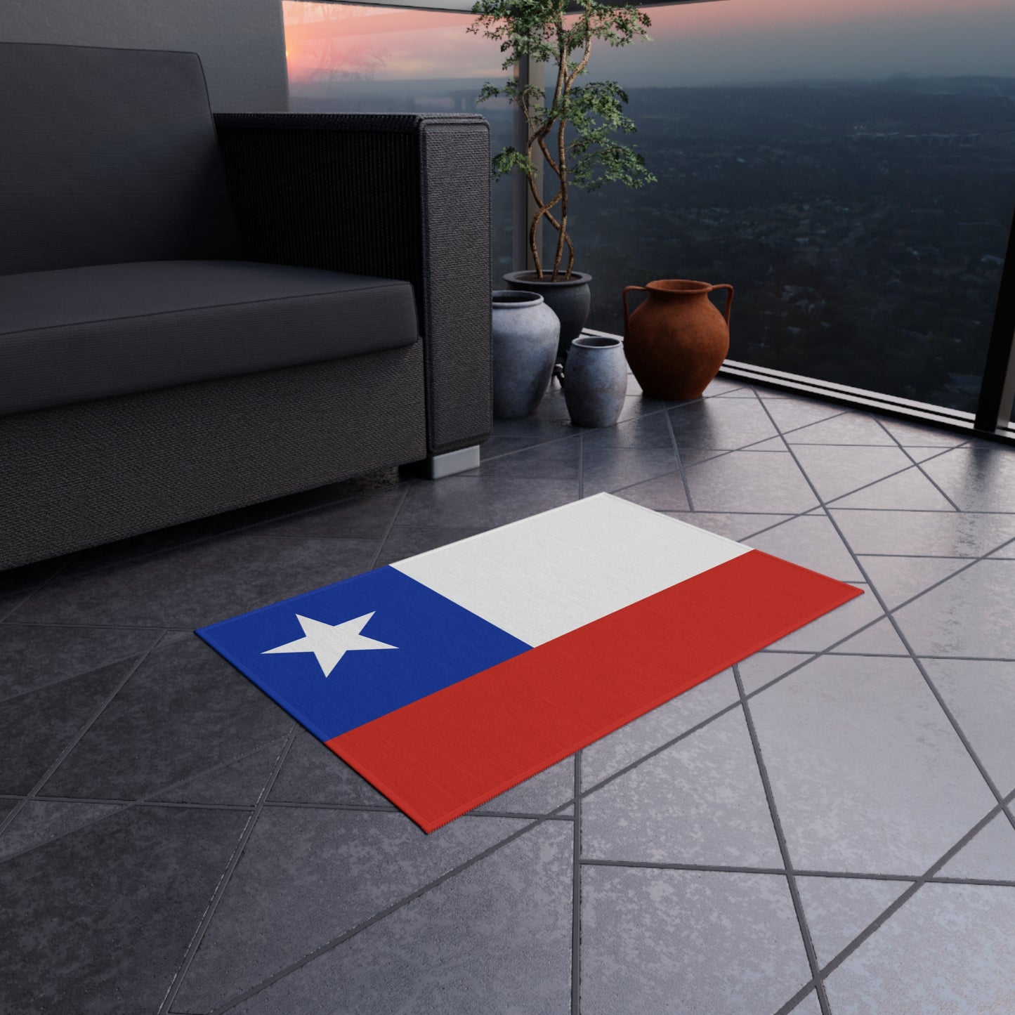 Flag Of Chile Outdoor Non-Slip Door Mat | Santiago | Puente Alto | Antofagasta | Gift for Chileans | 24"x36"