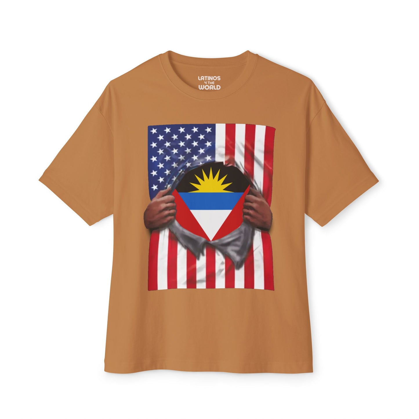 Antigua and Barbuda Flag T-shirt | Antiguan + American Flag Rip 4th Of July | Funny Latino Tees | 4 Colors