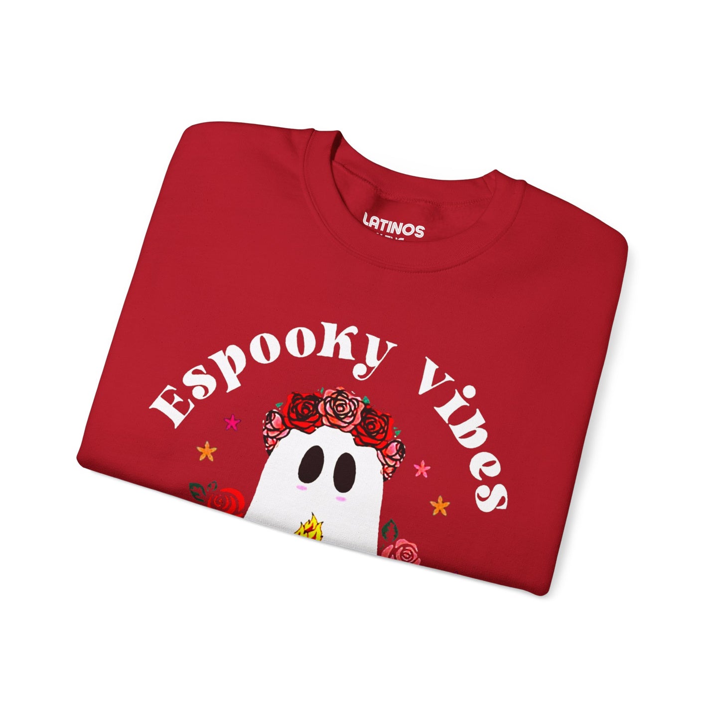 Espooky Vibes - Vibras Spooky Ghost Crewneck Sweater | Halloween, Boo Scary Spooky Horror Costume Latino | 3 Colors - Unisex