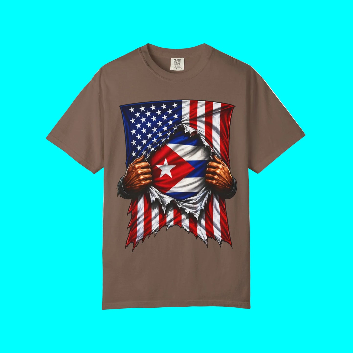 Cuba Flag + USA Flag Heritage T-shirt | Cuban + American Culture 4th Of July | Funny Viral Latino Tees | Heavyweight Cotton