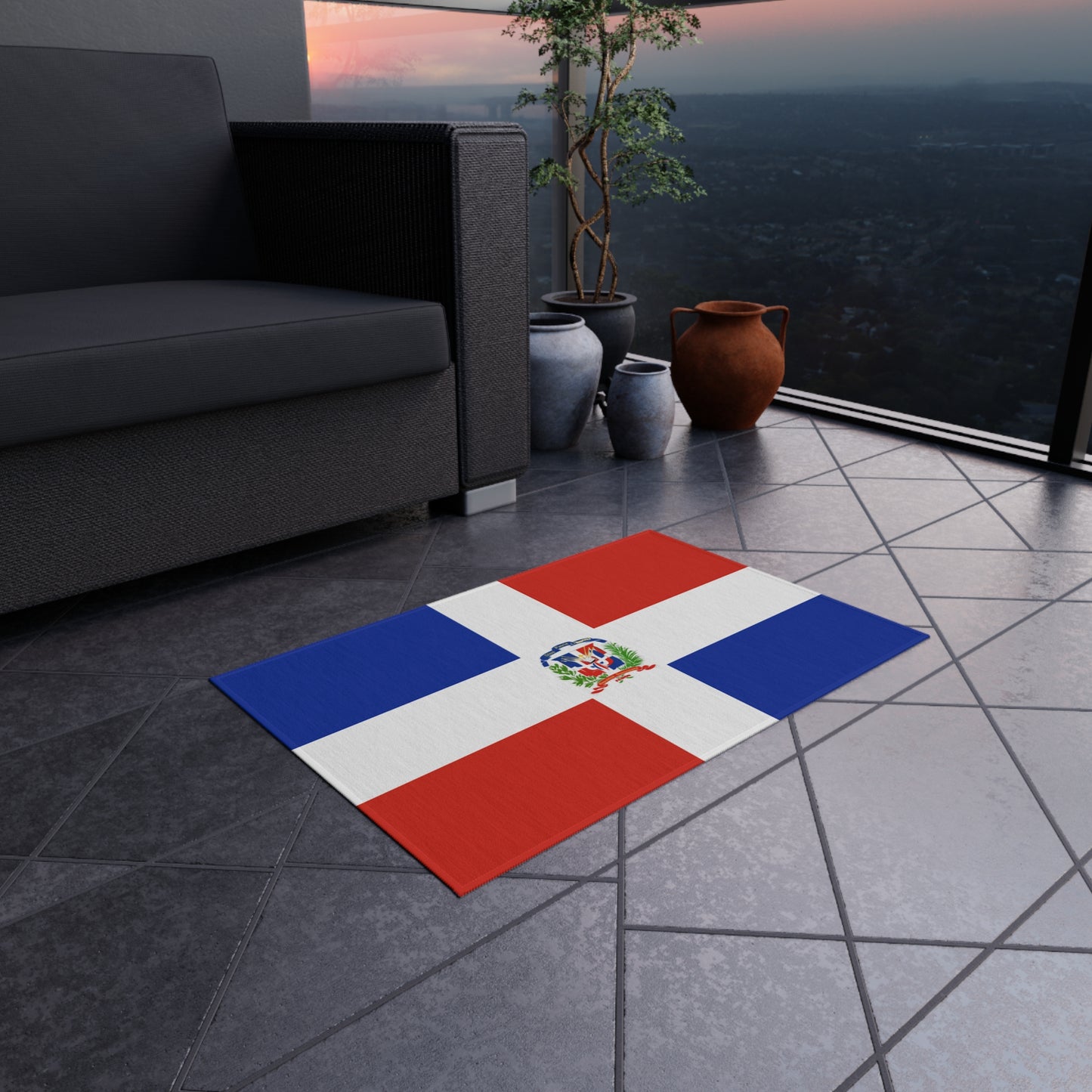 Flag Of Dominican Republic Outdoor Non-Slip Door Mat | Copa America | 24"x36"