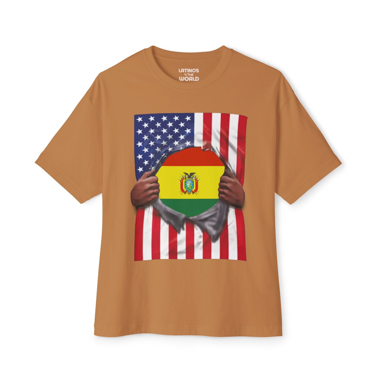 Bolivia Flag + USA Flag Pride T-shirt | Bolivian + American Flag Rip 4th Of July | Funny Viral Latino Tees | Unisex - 4 Colors