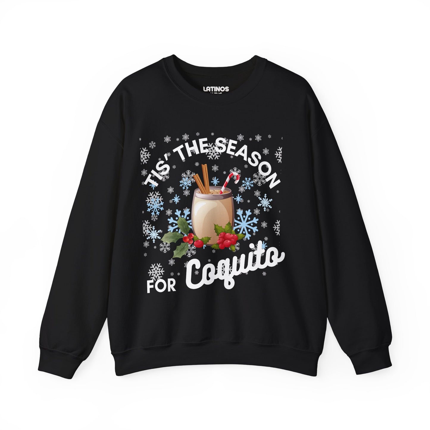 Tis The Season For Coquito Navidad Boricua Christmas Crewneck Sweater | 3 Colors