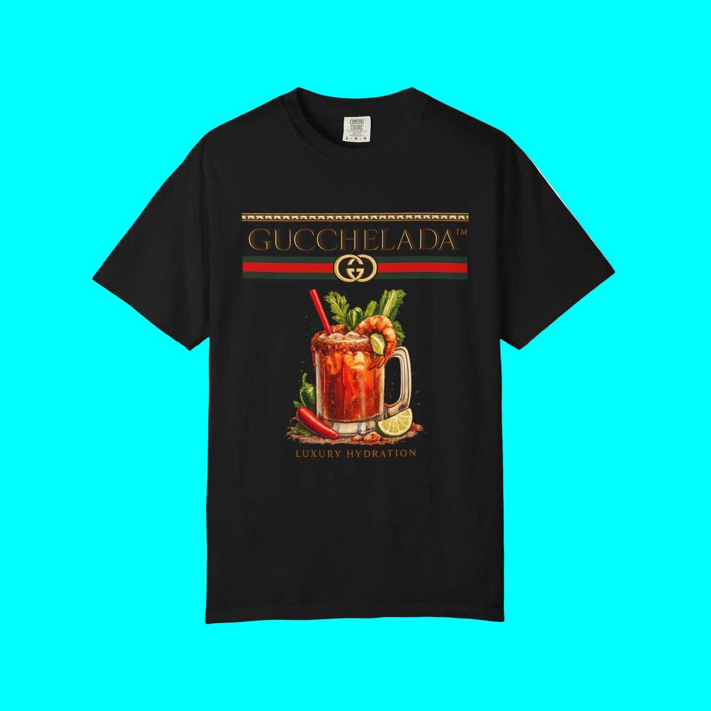 GUCCHELADA™ Luxury Hydration Fashion T-shirt | Michelada Latino Lover Graphic Humor | Heavyweight Cotton