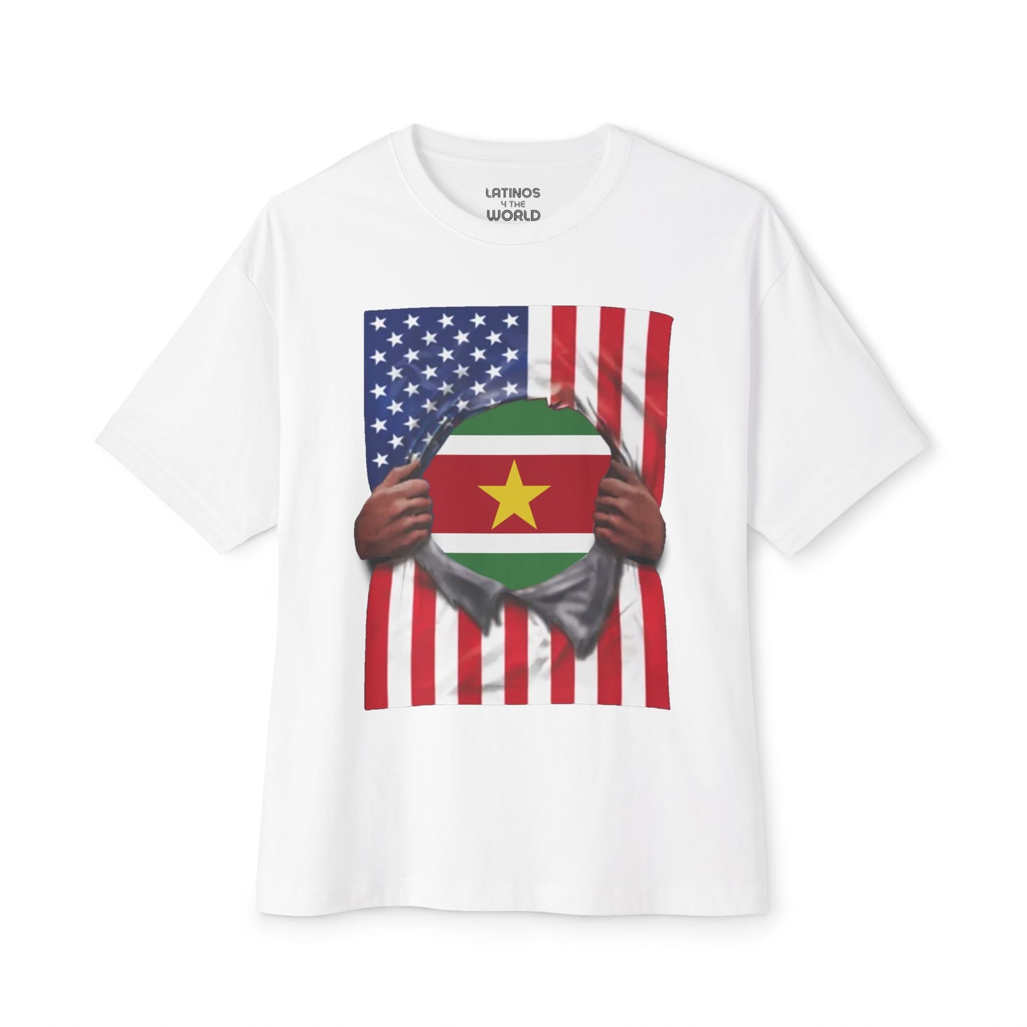 Suriname Flag + USA Flag Pride T-shirt | Surinamese + American Flag Rip 4th Of July | Funny Viral Latino Tees | Unisex - 4 Colors