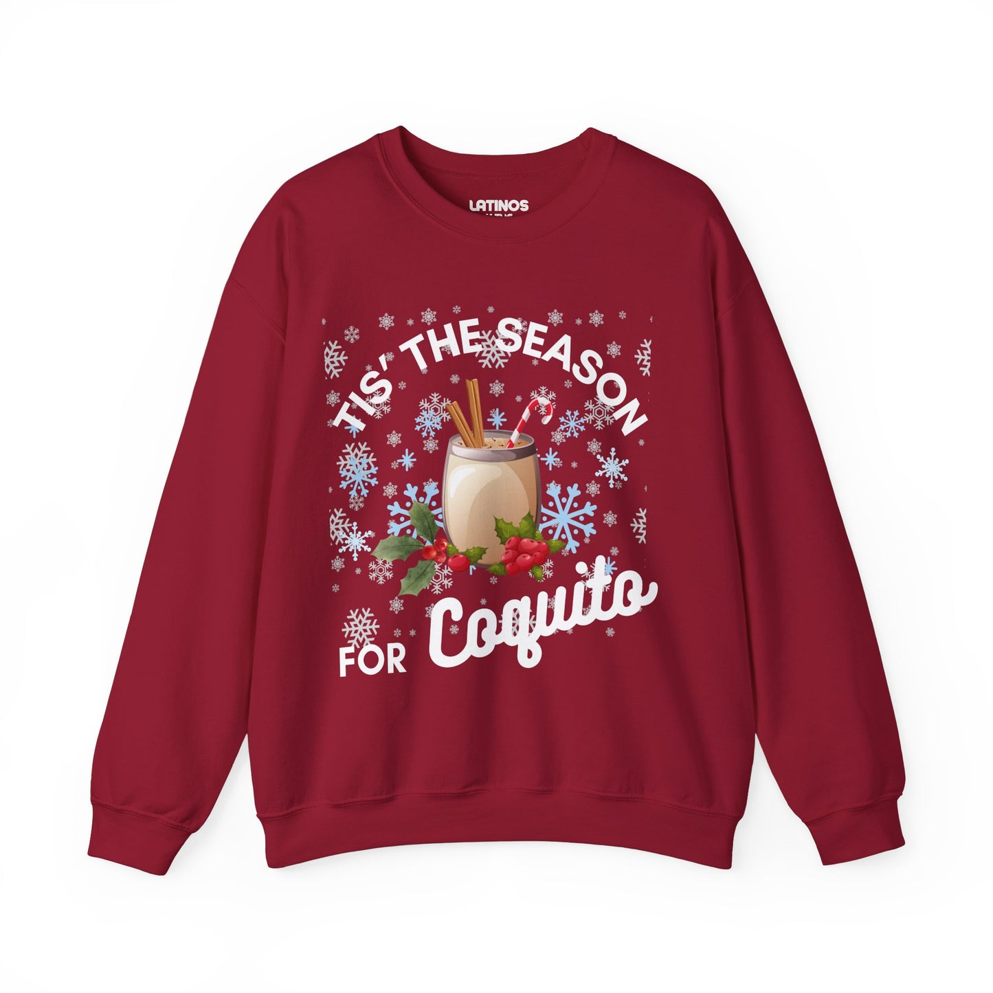 Tis The Season For Coquito Navidad Boricua Christmas Crewneck Sweater | 3 Colors