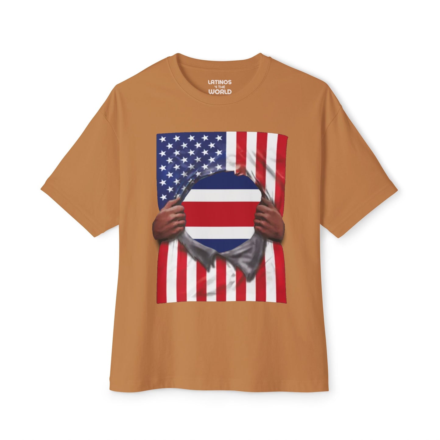 Costa Rica Flag + USA Flag Pride T-shirt | Costa Rican + American Flag Rip 4th Of July | Funny Viral Latino Tees | Unisex - 4 Colors