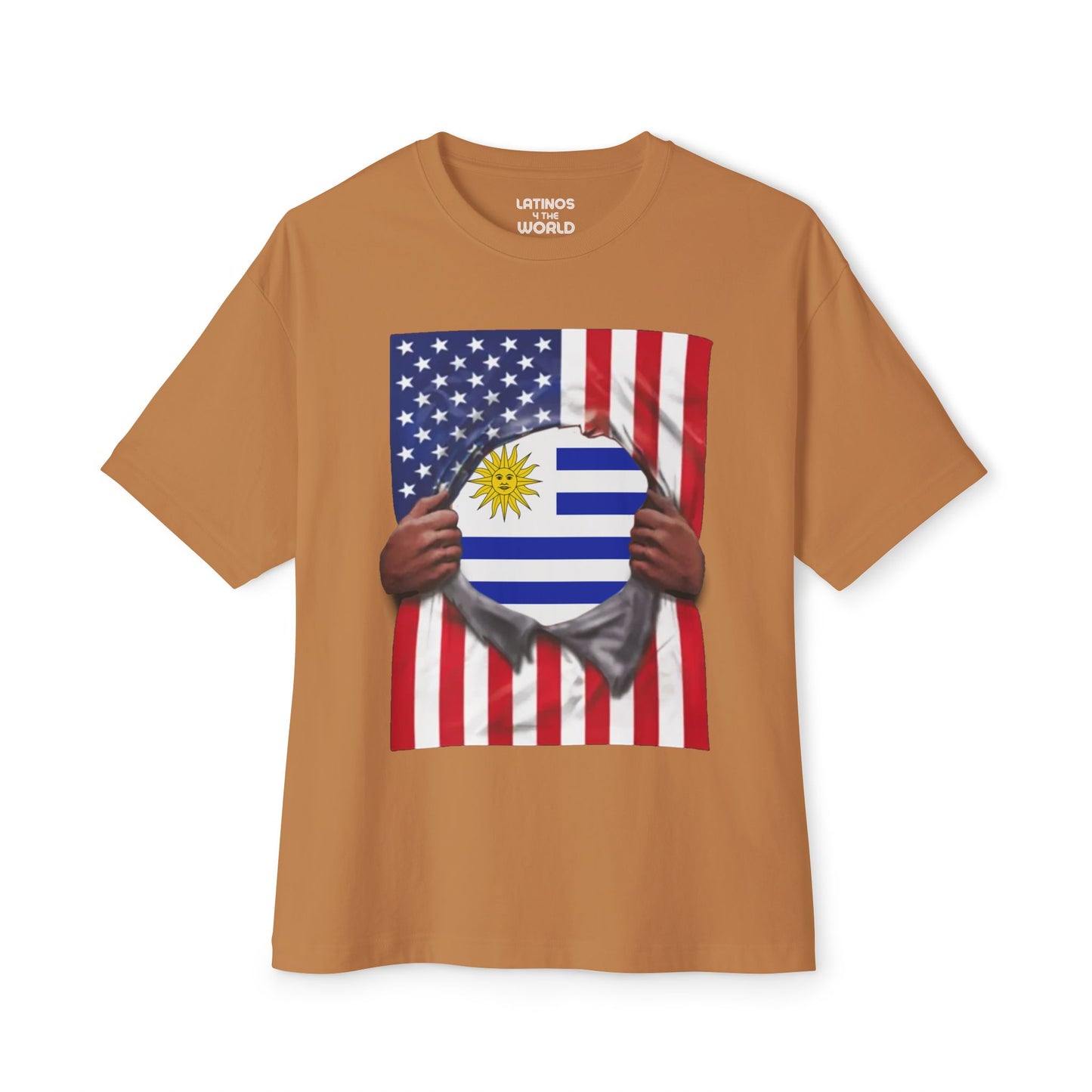 Uruguay Flag + USA Flag Pride T-shirt | Uruguayan + American Flag Rip 4th Of July | Funny Viral Latino Tees | Unisex - 4 Colors