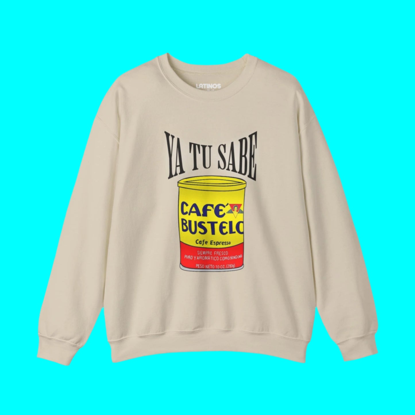 Ya Tu Sabe Cafecito Cafe Bustelo Animated Fleece-Lined Crewneck Sweater | Latino Pride Funny Viral Tees | 3 Colors