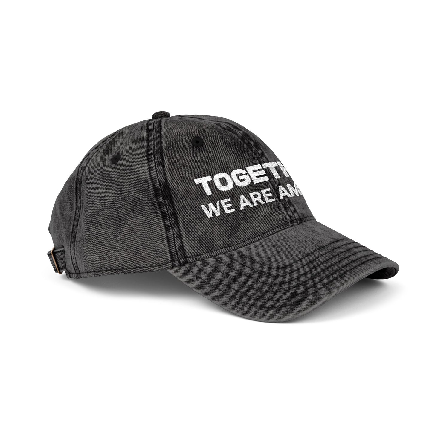 Together, We Are America Vintage Distressed 100% cotton twill Embroidered Dad Hat Cap | North, South, Central Unity | Adjustable Strap