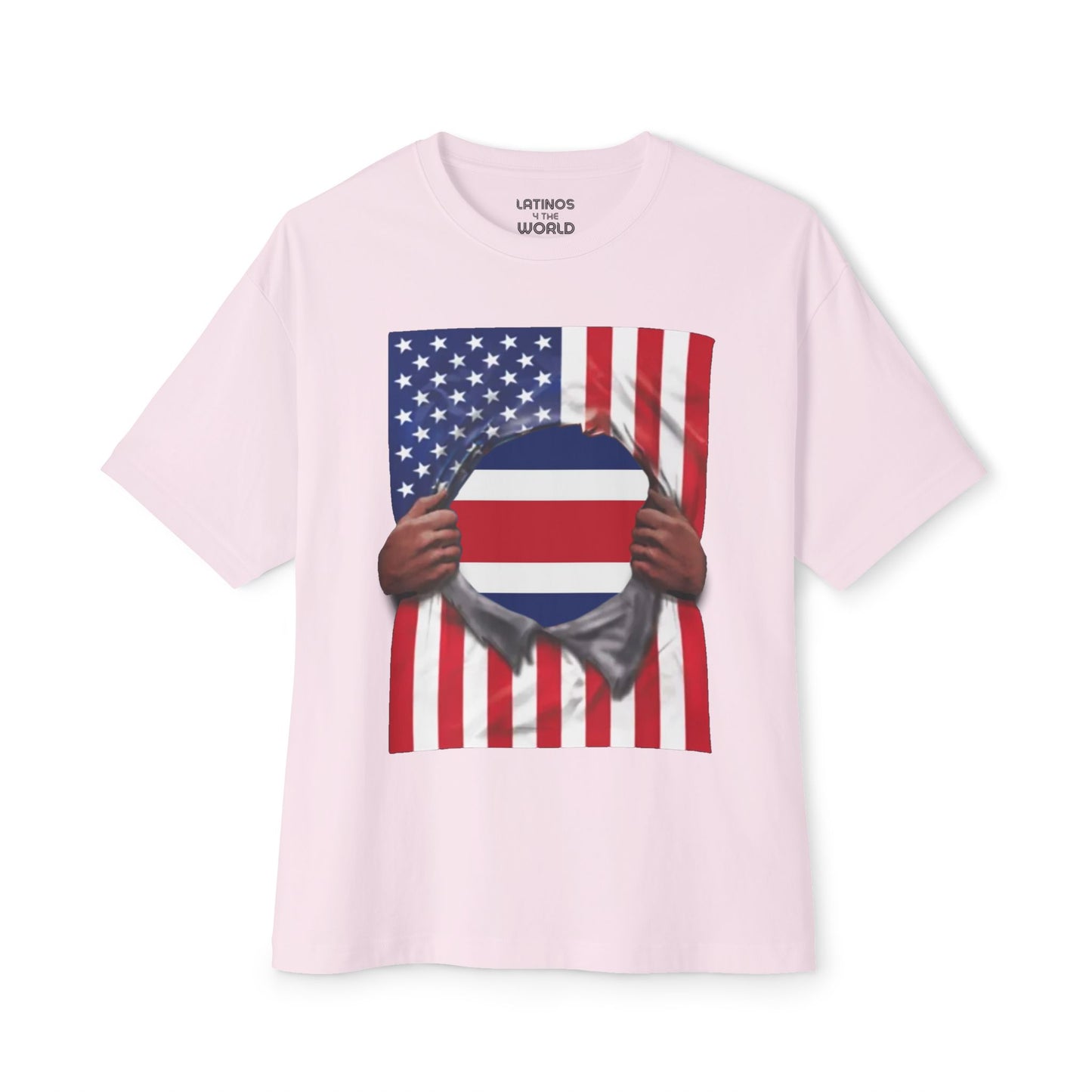 Costa Rica Flag + USA Flag Pride T-shirt | Costa Rican + American Flag Rip 4th Of July | Funny Viral Latino Tees | Unisex - 4 Colors