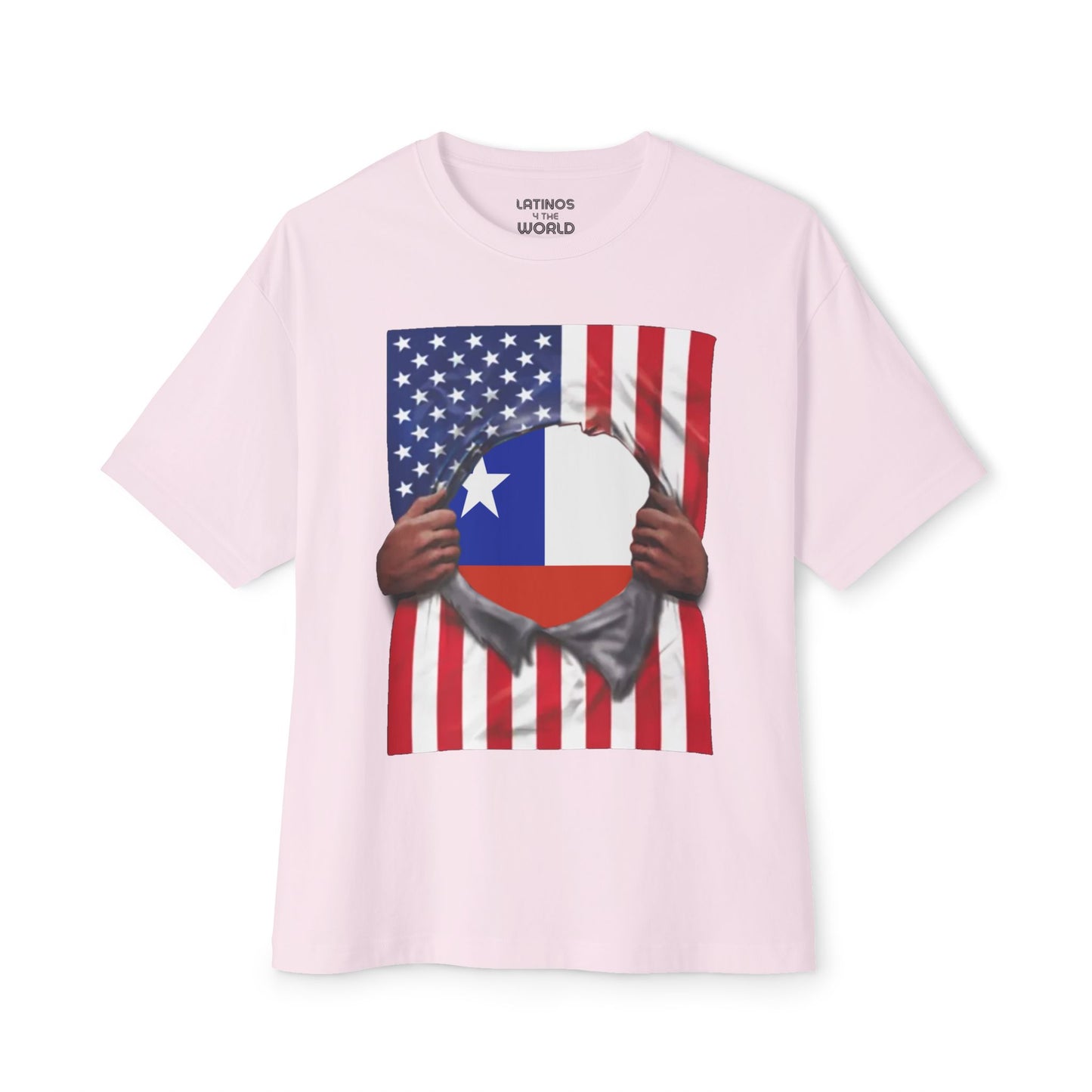 Chile Flag + USA Flag Pride T-shirt | Chilean + American Flag Rip 4th Of July | Funny Viral Latino Tees | Unisex - 4 Colors