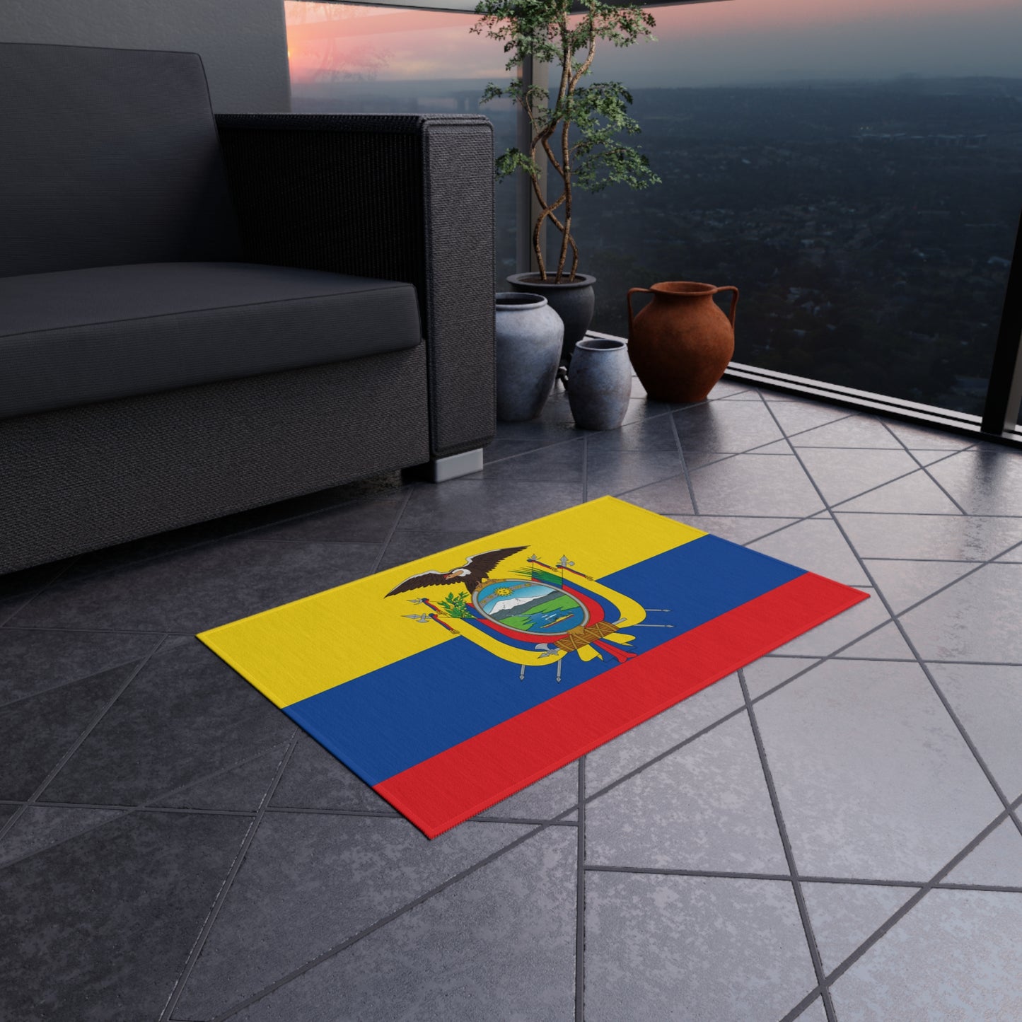 Flag Of Ecuador Outdoor Non-Slip Door Mat | Copa America | 24"x36"