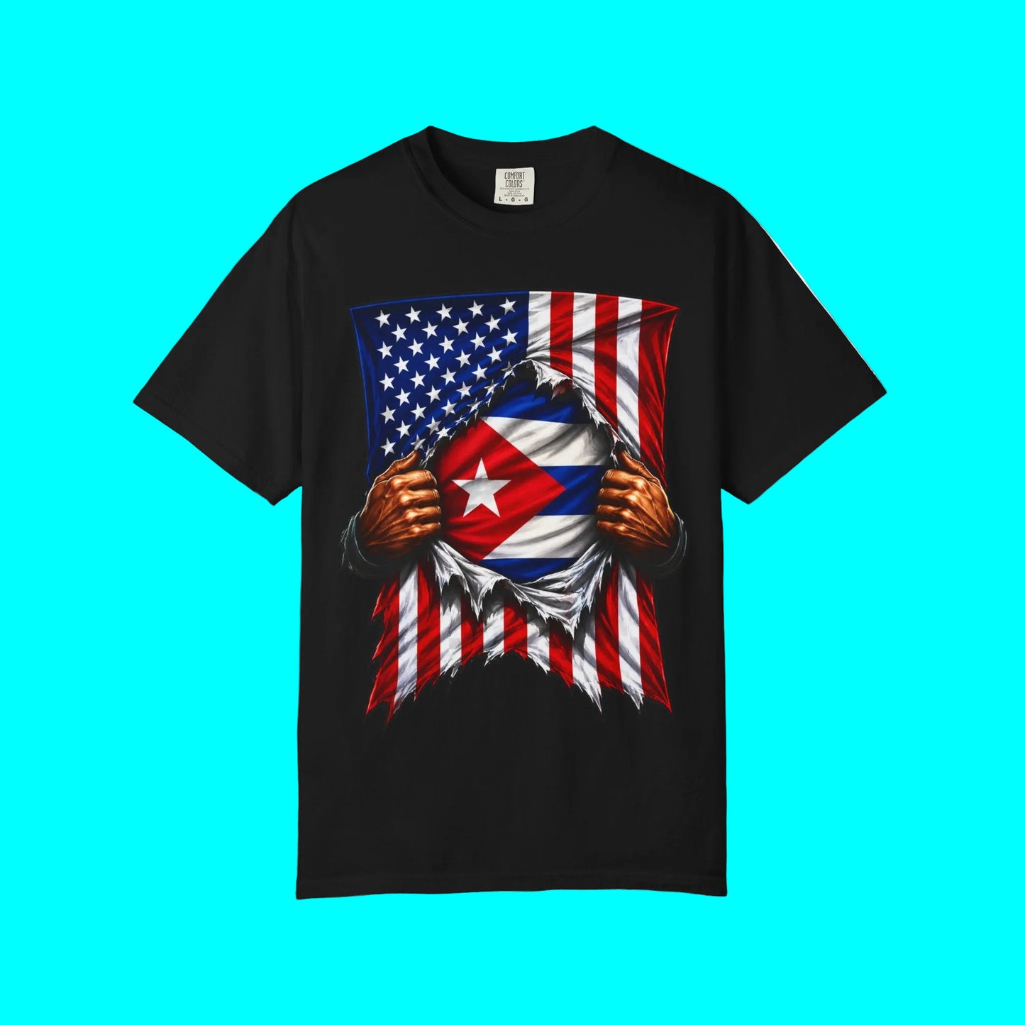 Cuba Flag + USA Flag Heritage T-shirt | Cuban + American Culture 4th Of July | Funny Viral Latino Tees | Heavyweight Cotton